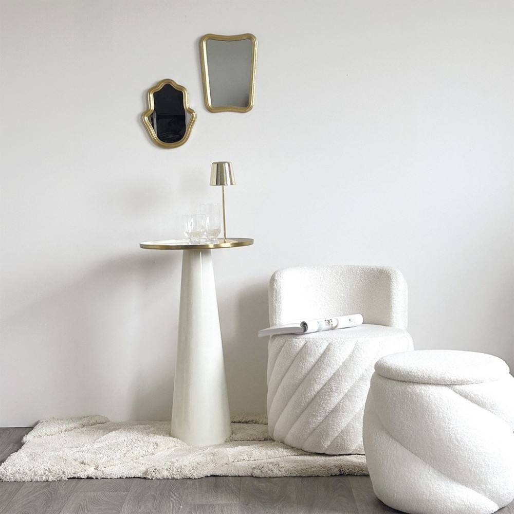 Sillón Alex Swivel Swivel Teddy White L52 P52 H62CM