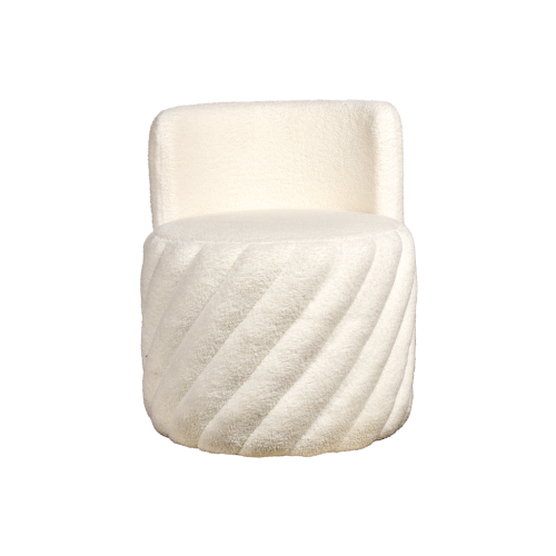 Fauteuil Alex pivotant teddy blanc L52 P52 H62cm