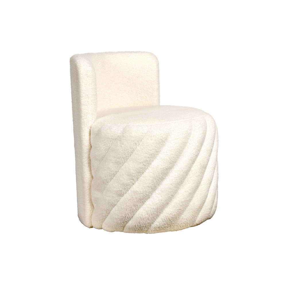 Fauteuil Alex pivotant teddy blanc L52 P52 H62cm