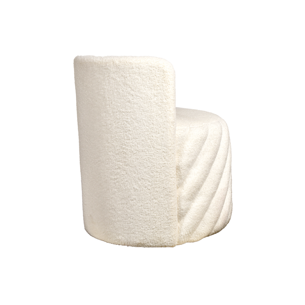 Fauteuil Alex pivotant teddy blanc L52 P52 H62cm