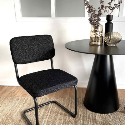 Cápsula de silla de la cápsula de la tela de pie negro Bookmark Black L57 P49 H86CM