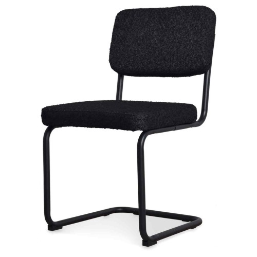 Chaise Capsule, schwarzes Gestell, Bouclé-Stoff in Schwarz, B57 T49 H86 cm