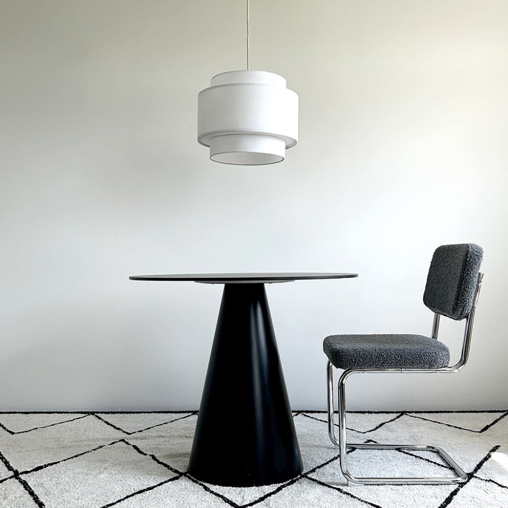 Cápsula de silla de tela de pie de cromo gris L57 P49 H86CM