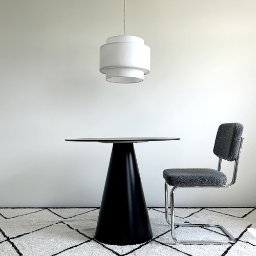 Cápsula de silla de tela de pie de cromo gris L57 P49 H86CM