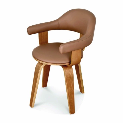 Zweedse draaistoel in beige met licht onderstel L57 D53,5 H76cm
