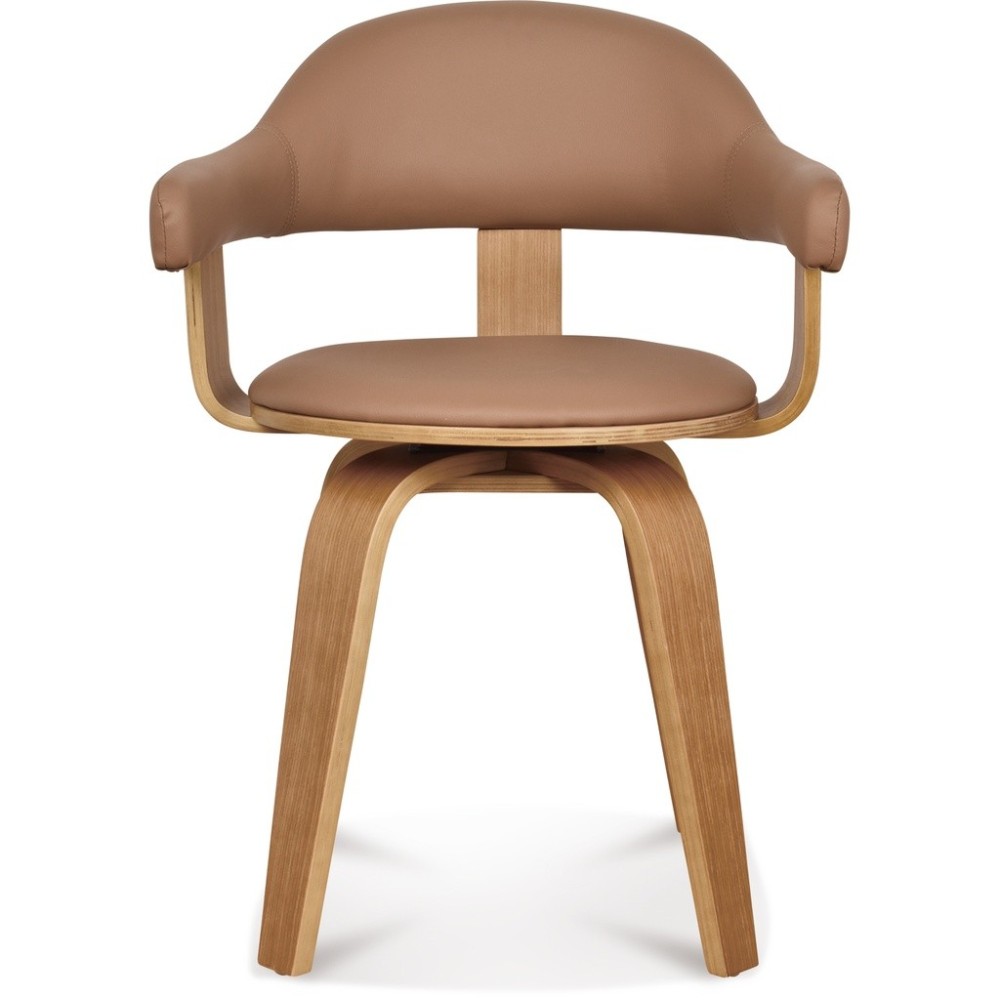 Zweedse draaistoel in beige met licht onderstel L57 D53,5 H76cm