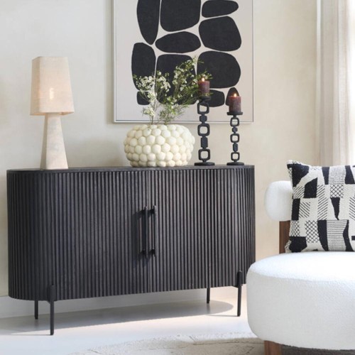 Cabinet 140x40x78 cm DUMOSI Matte Black Wood