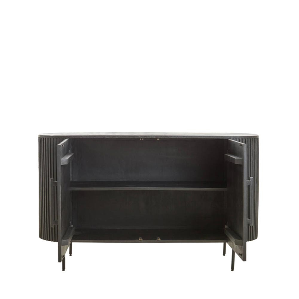 Cabinet 140x40x78 cm DUMOSI bois noir mat