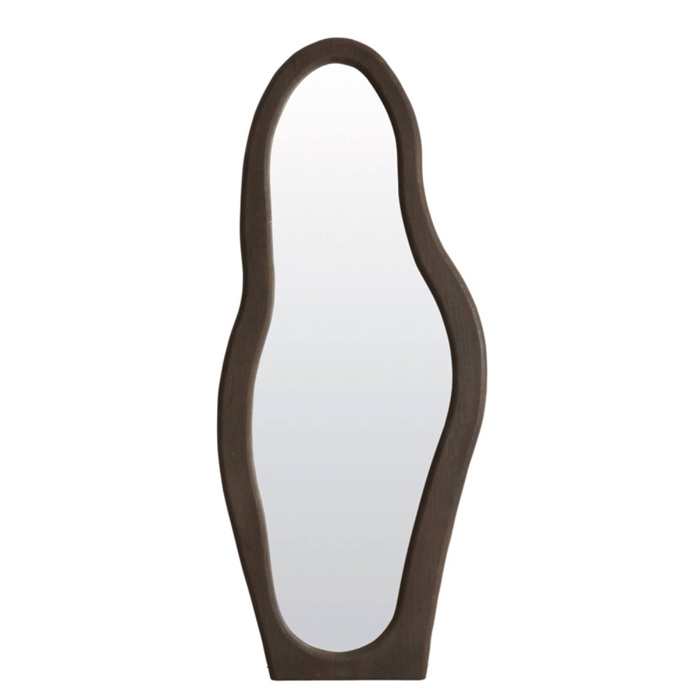 Miroir Ruth sur pied design en bois gris-brun foncé