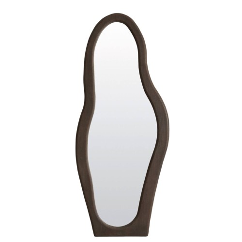 Miroir Ruth sur pied design en bois gris-brun foncé