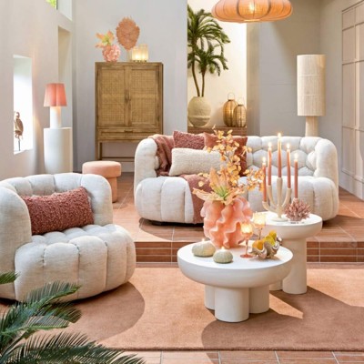 Sofa Amara 3-seater designer sofa in cream fabric 2