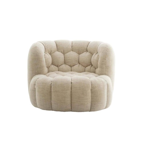 Fauteuil Design Amara aus cremefarbenem Stoff