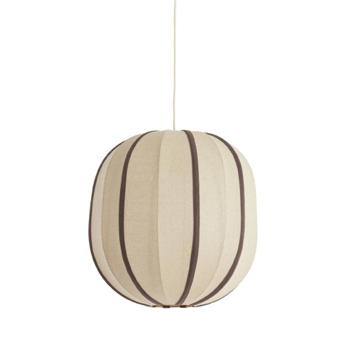 Suspension ESMIRIA designer pendant light in natural fibres and dark brown wood