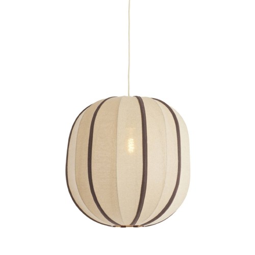 Suspension ESMIRIA design en fibres naturelles et bois brun foncé