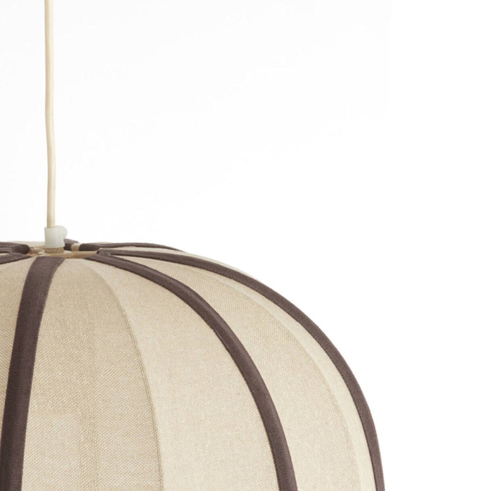 Suspension ESMIRIA designer pendant light in natural fibres and dark brown wood