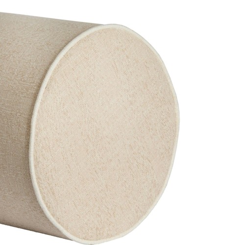Pouf rotondo di colofonia in tessuto beige e crema