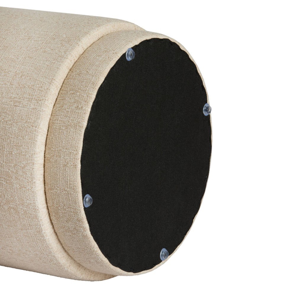 Pouf rond Rosin en tissu beige et crème