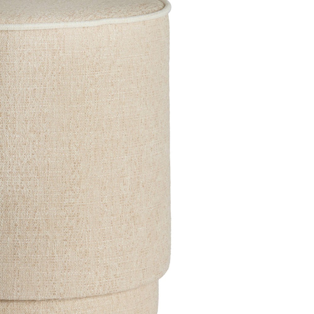 Pouf Rosin rund aus Stoff in Beige und Creme
