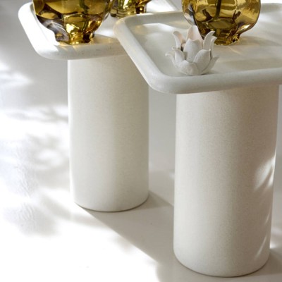 Table d’appoint LUARCA en céramique crème mate