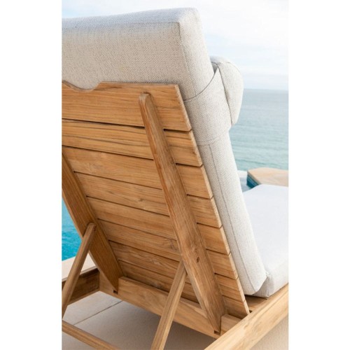 Bain de soleil Sorrento en teck massif inclinable avec coussin