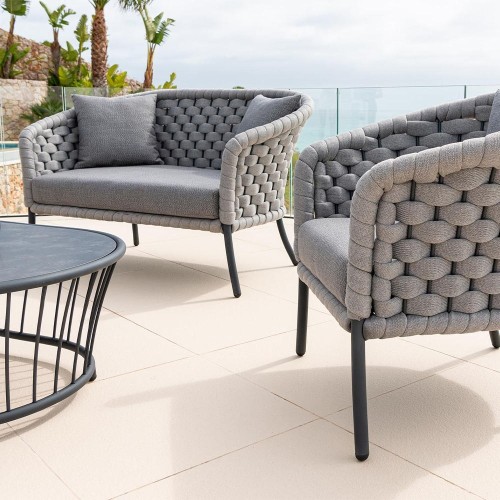 Canapé Cordial luxe 2 places extérieur en cordage et aluminium