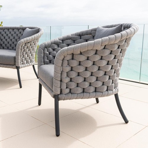 Luxe Cordial Lounge Armchair in Light Grey Braided Rope