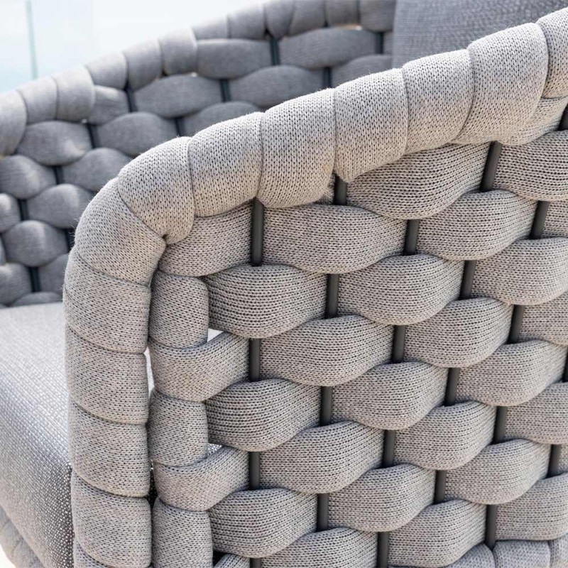 Sillón de lujo de lujo cordial con cuerda trenzada gris claro