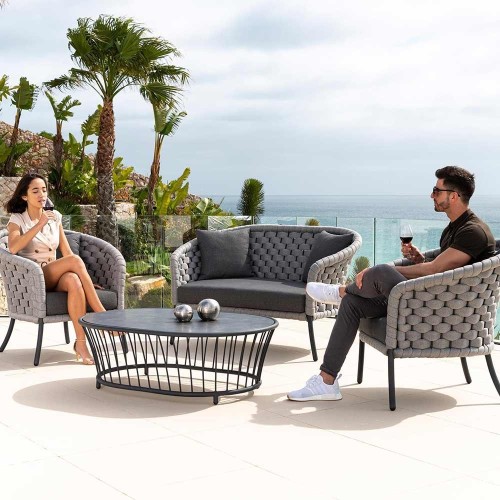 Fauteuil lounge Cordial Luxe en cordage tressé gris clair