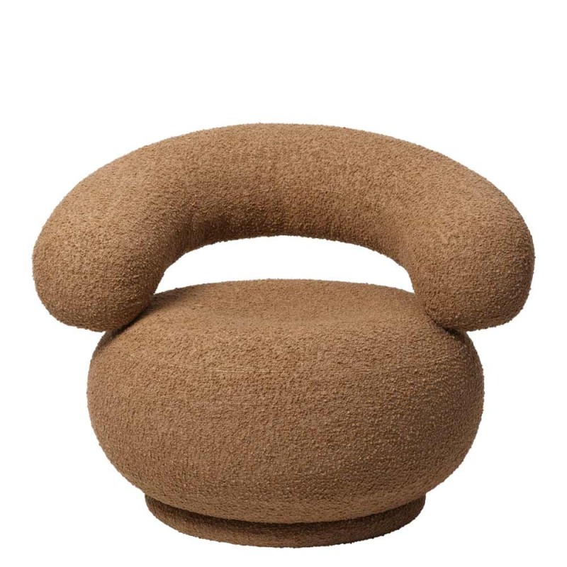Fauteuil Orbo en bouclé tan
