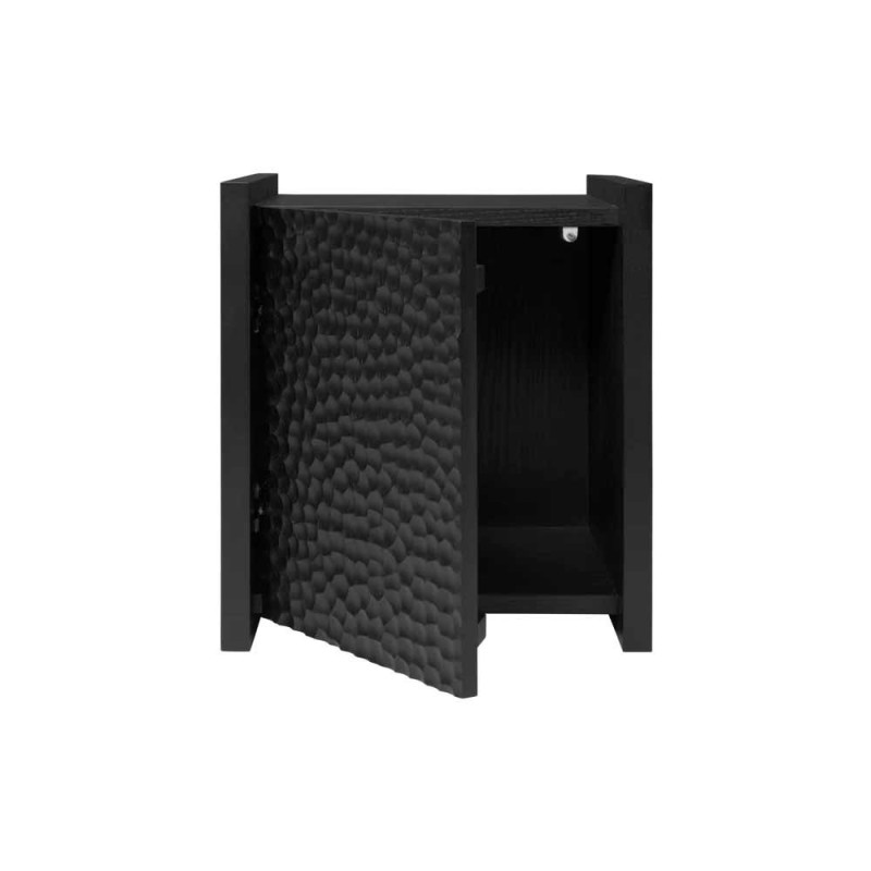 Table d’appoint design Scarni en frêne foncé avec façade texturée