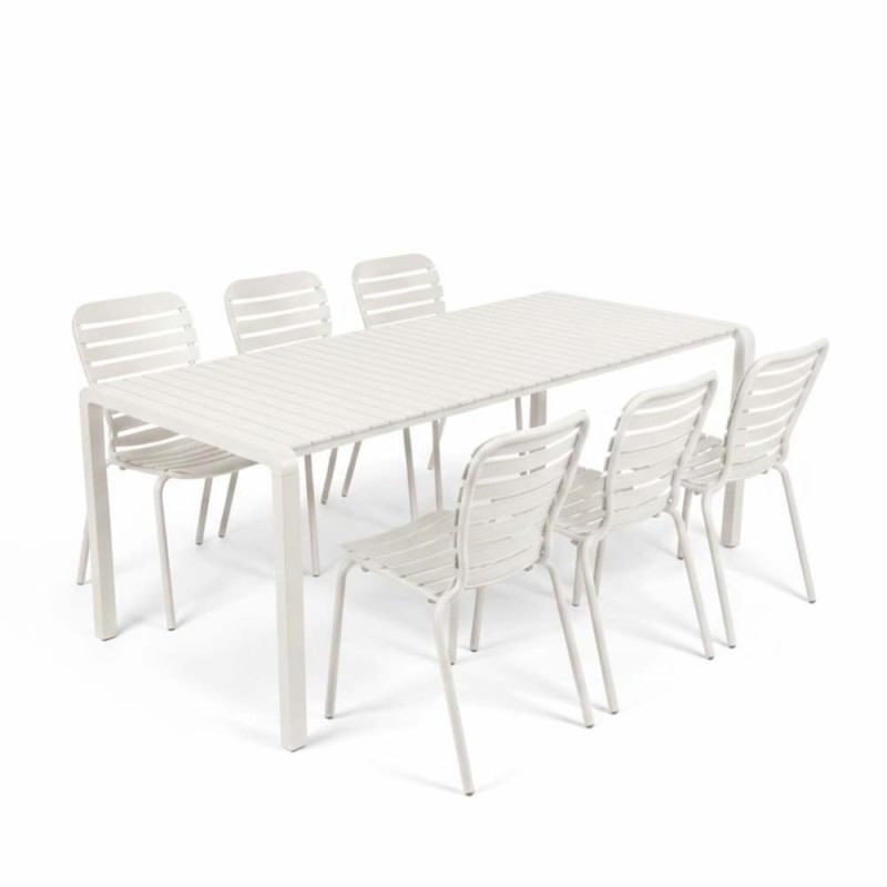 Ensemble Table de Jardin Vondel 214 + 6 Chaises Vondel Blanc
