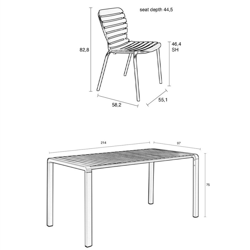 Vondel 214 + 6 Chairs Vondel White
