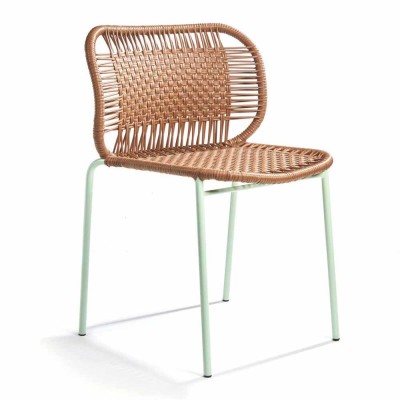 Caramel brown caramel chair / pastel green