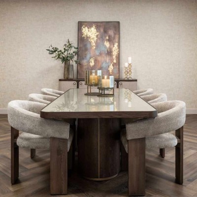 Table à manger Willox beige 235 avec verre