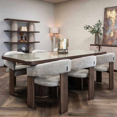 Table à manger Willox beige 235 avec verre 2