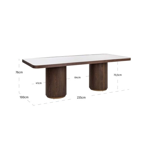 Table à manger Willox beige 235 avec verre
