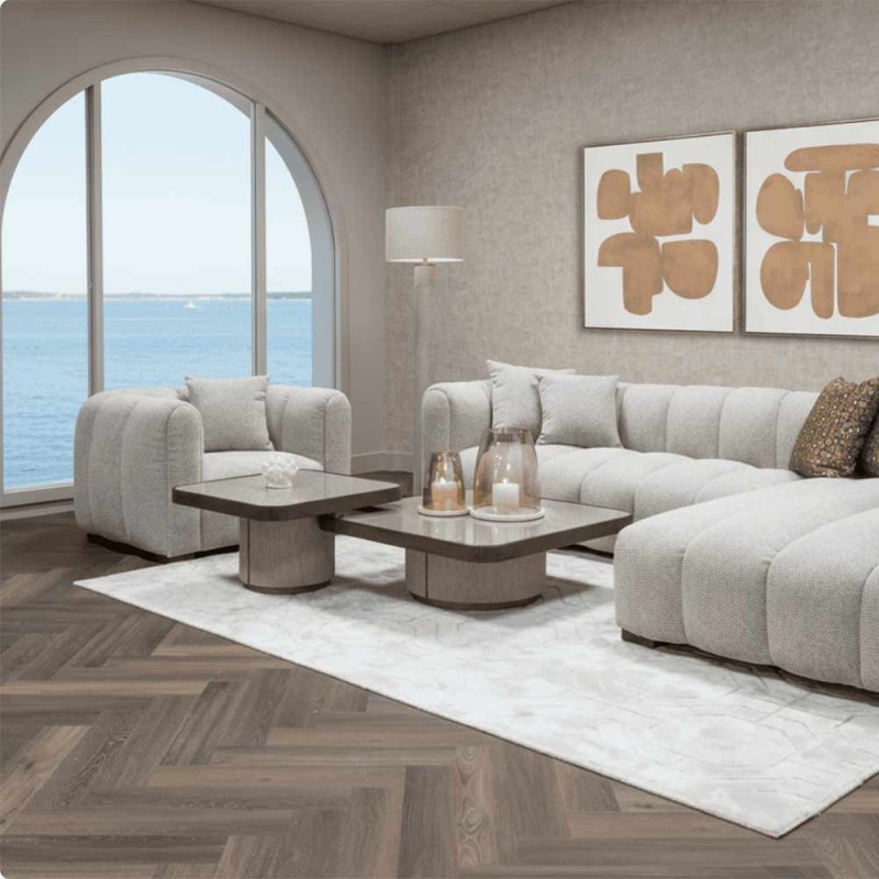 Beige Willox Couchtisch mit Glas (2er Set)