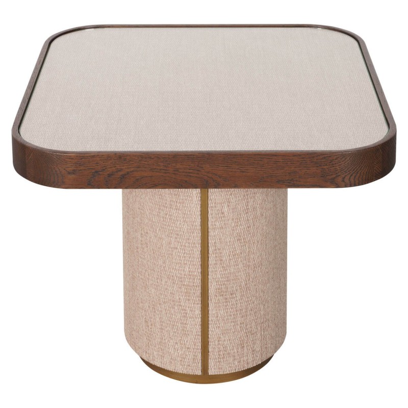 WILLOX Beige tragbarer Tisch mit Glas