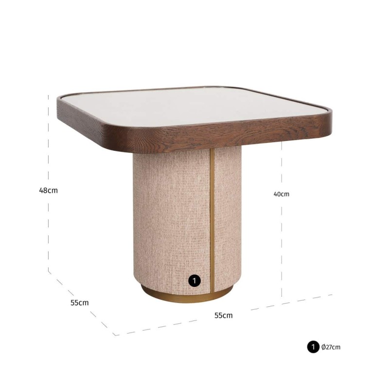 WILLOX BEIGE SUPPORTABLE TABLE with glass