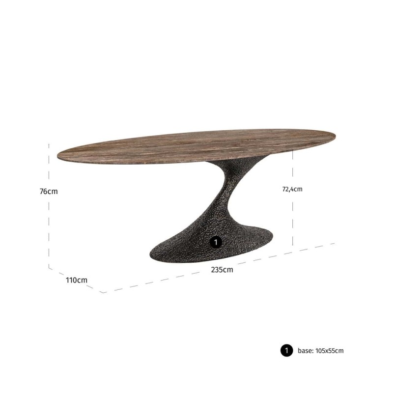 Russo Ash Brown Oval 235 Mesa de comedor