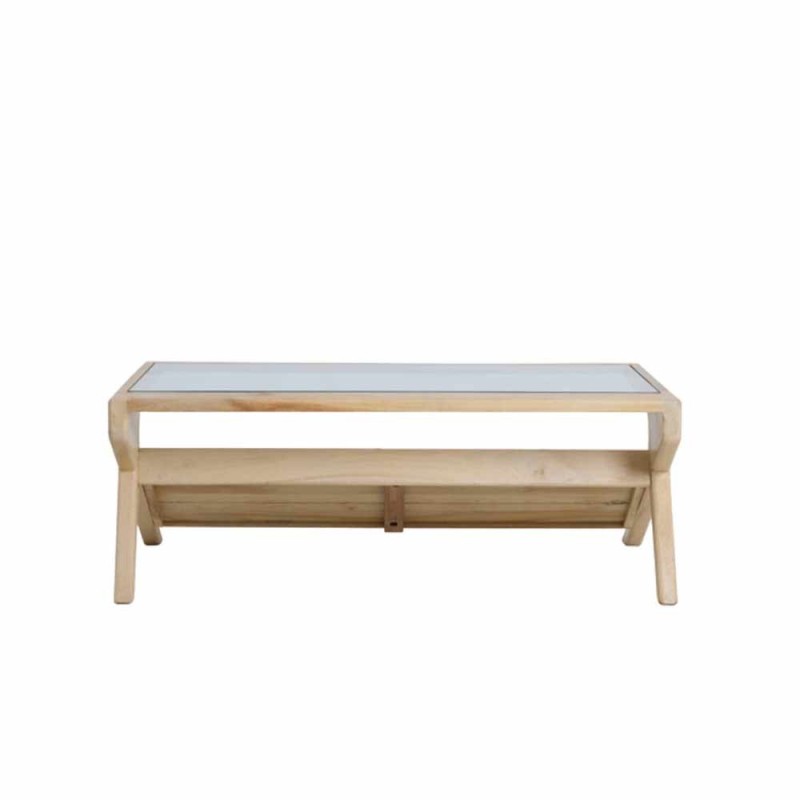 Table basse YUKI en bois de manguier naturel et verre