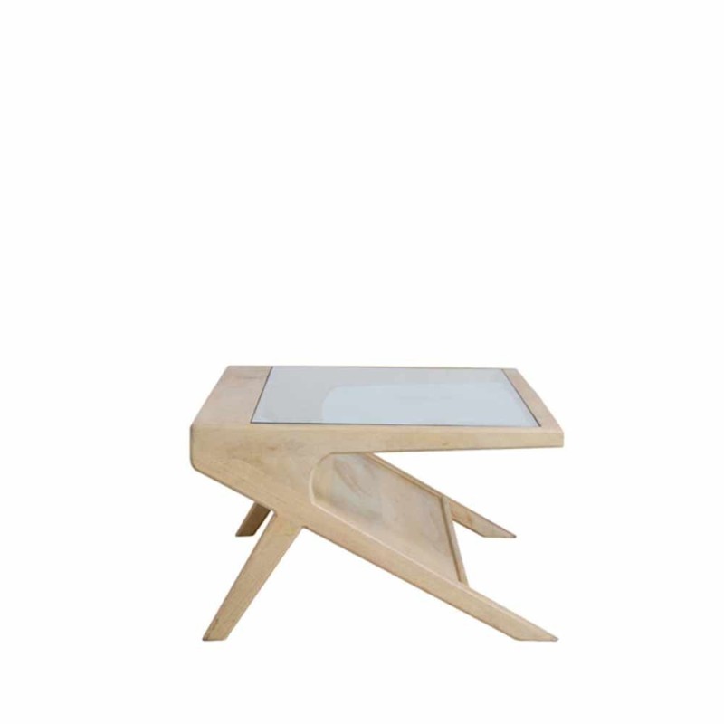 Yuki coffee table in natural mangroke and glass