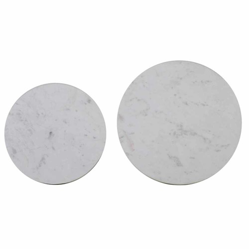 Table de salon PERLATO - marbre blanc et bronze (lot de 2)