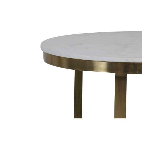 Table de salon PERLATO - marbre blanc et bronze (lot de 2)