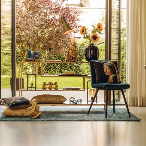 Console 140x35x80 cm Ylaya nero opaco-oro