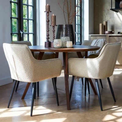 Dining table Ø140x76 cm Quenza wood acacia brown