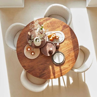 Dining table Ø140x76 cm Quenza wood acacia brown 2