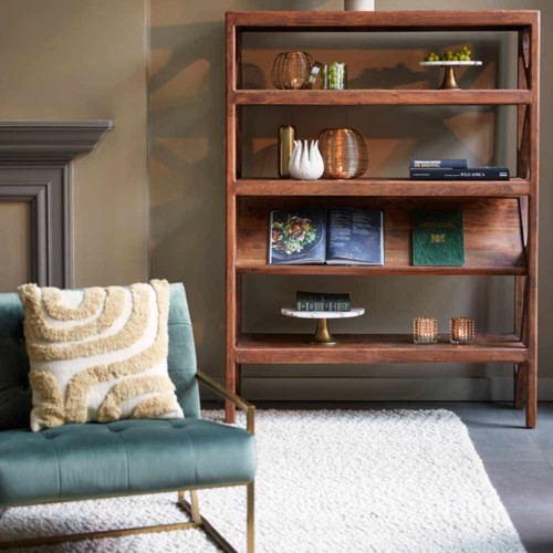 Gabinete abierto 120x40x160 cm Yuki Wood acacia marrón oscuro