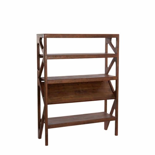 Open Cabinet 120x40x160 CM Yuki Wood Acacia Dark Brown