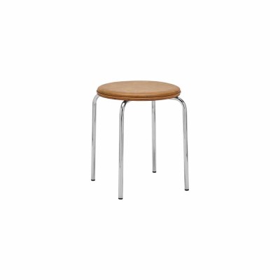HDComma Cognac & Chrome Stool 2